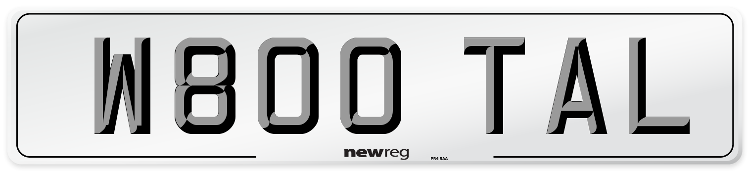 W800 TAL Number Plate from New Reg